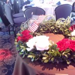 Floral decorated banquet table and chairs