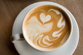 Latte art with heart design
