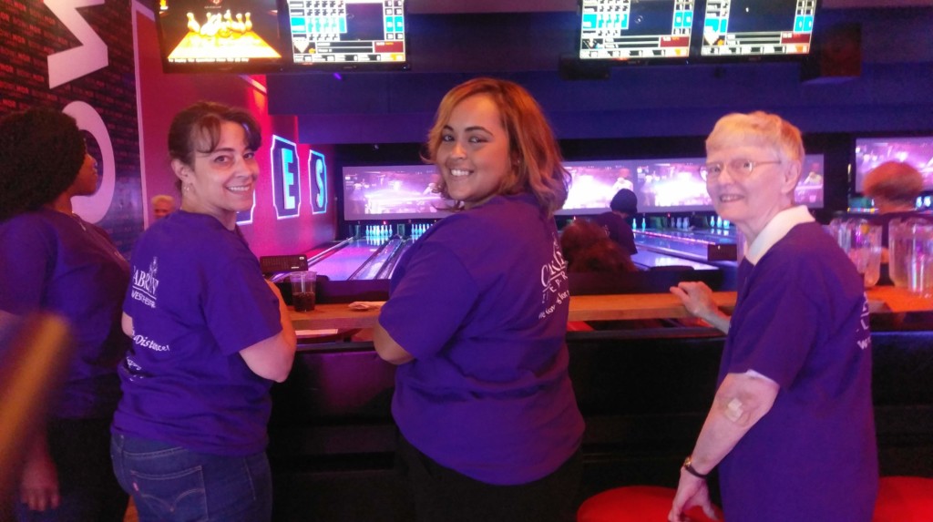 Cabrini Mission Attendees at 2019 Bowling Event waiting for their turn to bowl